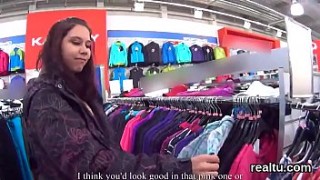 Stunning czech teenie is seduced in the shopping centre boobs queen and screwed in pov